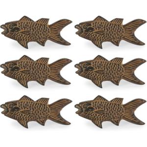 imageDII Decorative Unique Novelty Napkin Ring Set Gold Pineapple 6 CountFish
