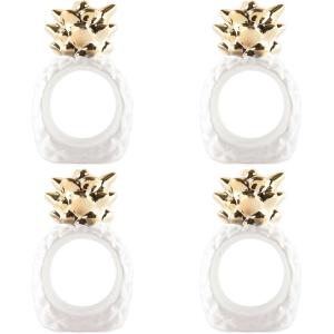 imageDII Decorative Unique Novelty Napkin Ring Set Gold Pineapple 6 CountGold Pineapple