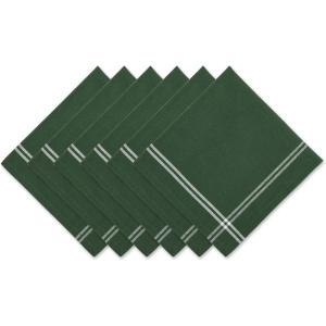 imageDII French Stripe Tabletop Collection Farmhouse Style Dining Table Linen Napkin Set 20x20 TaupeWhite 6 PieceBalsam Green