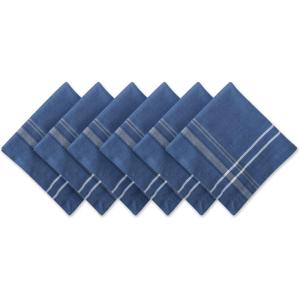 imageDII French Stripe Tabletop Collection Farmhouse Style Dining Table Linen Napkin Set 20x20 TaupeWhite 6 PieceBlue Chambray