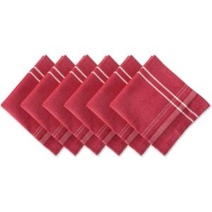 imageDII French Stripe Tabletop Collection Farmhouse Style Dining Table Linen Napkin Set 20x20 TaupeWhite 6 PieceRed Chambray