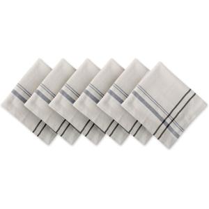 imageDII French Stripe Tabletop Collection Farmhouse Style Dining Table Linen Napkin Set 20x20 TaupeWhite 6 PieceTaupeBlack