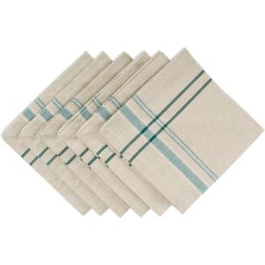 imageDII French Stripe Tabletop Collection Farmhouse Style Dining Table Linen Napkin Set 20x20 TaupeWhite 6 PieceTaupeTeal
