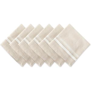 imageDII French Stripe Tabletop Collection Farmhouse Style Dining Table Linen Napkin Set 20x20 TaupeWhite 6 PieceTaupeWhite