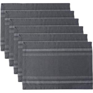 imageDII French Stripe Tabletop Collection Farmhouse Style Dining Table Linen Placemat Set 13x19 Blue Chambray 6 PieceGray Chambray