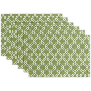 imageDII Green Lattice Outdoor Tabletop Collection Stain Resistant ampamp Waterproof 60quot Round wZipper GreenPlacemat Set