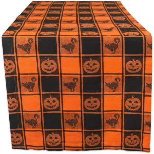 imageDII Halloween Party Tabletop Decor Reusable ampamp Machine Washable Cotton Fabric Napkin Set 20x20 Black Skull Damask 6 PieceBlack  Orange Buffalo Check