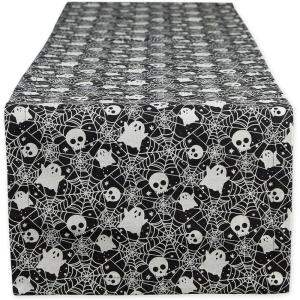 imageDII Halloween Party Tabletop Decor Reusable ampamp Machine Washable Cotton Fabric Napkin Set 20x20 Black Skull Damask 6 PieceSkulls Ghosts  Spider Webs
