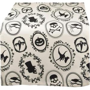 imageDII Halloween Party Tabletop Decor Reusable ampamp Machine Washable Cotton Fabric Napkin Set 20x20 Black Skull Damask 6 PieceSpooky Portraits