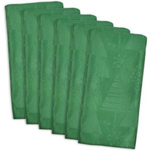 imageDII Holiday Kitchen and Table Dcor Christmas Cloth Square Napkin Set Dark Green Plaid 6 CountSolid Green Jacquard Holiday Trees