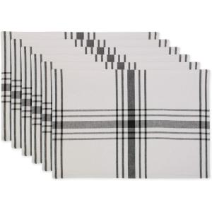 imageDII Home Sweet Farmhouse Plaid Tabletop Collection Placemat Set 13x19 French Stripe StoneFrench Stripe Black