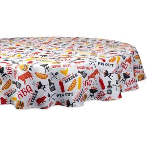 imageDII Outdoor Tabletop Collection Stain Resistant ampamp Waterproof Placemat Set Barbeque60 Round