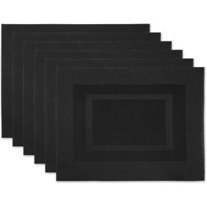 imageDII PVC Tabletop Collection Woven IndoorOutdoor Round Placemat Set 1375quot Nautical Blue 6 PieceBlack