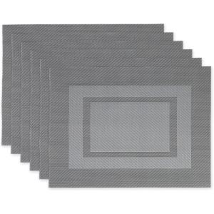 imageDII PVC Tabletop Collection Woven IndoorOutdoor Round Placemat Set 1375quot Nautical Blue 6 PieceGray