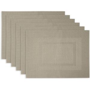 imageDII PVC Tabletop Collection Woven IndoorOutdoor Round Placemat Set 1375quot Nautical Blue 6 PieceStone