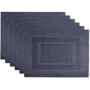 imageDII PVC Tabletop Collection Woven IndoorOutdoor Round Placemat Set 1375quot Nautical Blue 6 PieceStonewash Blue