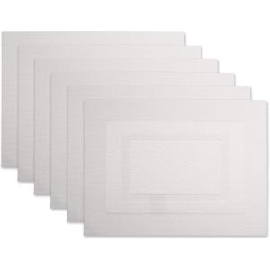 imageDII PVC Tabletop Collection Woven IndoorOutdoor Round Placemat Set 1375quot Nautical Blue 6 PieceWhite