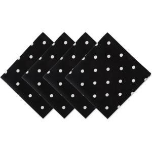 imageDII Polka Dot Kitchen Collection Placemats 13x19 Metallic WhiteSilver Reversible 4 PieceBlackWhite
