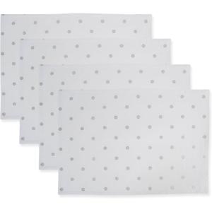 imageDII Polka Dot Kitchen Collection Placemats 13x19 Metallic WhiteSilver Reversible 4 PieceMetallic WhiteSilver Reversible