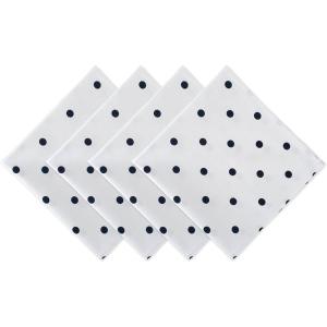 imageDII Polka Dot Kitchen Collection Placemats 13x19 Metallic WhiteSilver Reversible 4 PieceWhiteNavy