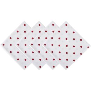 imageDII Polka Dot Kitchen Collection Placemats 13x19 Metallic WhiteSilver Reversible 4 PieceWhiteRed
