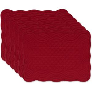 imageDII Quilted Farmhouse Collection Tabletop Placemat Set Gray 6 PieceCranberry