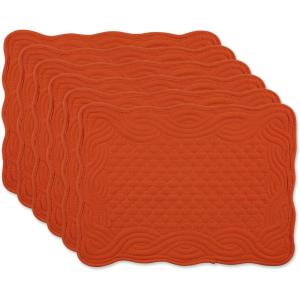 imageDII Quilted Farmhouse Collection Tabletop Placemat Set Gray 6 PiecePumpkin Spice