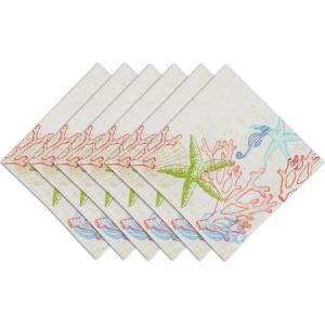imageDII Seashore Collection Beach House Dcor Napkin Set 20x20 Natural Tassel 6 PieceLagoon