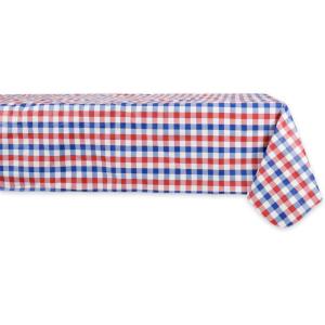 imageDII Spanish Tile Print Collection Vinyl MultiUse Flannel Backed Tablecloth Rectangle 60x84 Spanish TileRed  White   Blue Check
