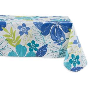 imageDII Spanish Tile Print Collection Vinyl MultiUse Flannel Backed Tablecloth Rectangle 60x84 Spanish TileTropical Bahama