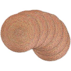 imageDII Tabletop Collection Variegated Round Placemat Round 15quot Diameter Blue 6 PieceBraided Red