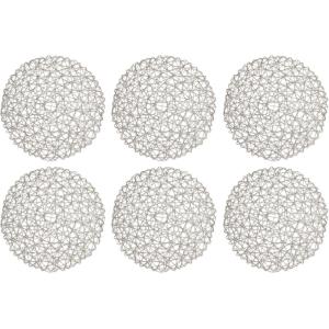 imageDII Woven Paper Tabletop Collection Holiday or Event Dcor Reversible Round Placemat Set 15quot Dia Taupe 6 PieceGray