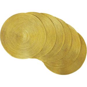 imageDII Woven Placemats Collection Metallic Round Placemat Set 15quot Champagne 4 PieceGold