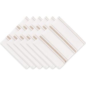 imageDII Zig Dobby Tabletop Collection White Cotton Background with Embellished Stripe Napkin Set Black 6 CountStone