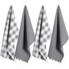 imageDII Cotton Checker Fringed Dish Towels 18 x 28quot Set of 4 Absorbent Heavyweight Woven Kitchen Towels for Drying and Cleaning DishesGrayGray