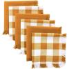 imageDII Cotton Checker Fringed Dish Towels 18 x 28quot Set of 4 Absorbent Heavyweight Woven Kitchen Towels for Drying and Cleaning DishesGrayPumpkin Spice