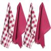 imageDII Cotton Checker Fringed Dish Towels 18 x 28quot Set of 4 Absorbent Heavyweight Woven Kitchen Towels for Drying and Cleaning DishesGrayWine