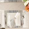 imageDII Everyday Collection Fringed Stripe Tabletop Placemat Set 13x20 TealBlack