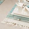 imageDII Everyday Collection Fringed Stripe Tabletop Placemat Set 13x20 TealTeal