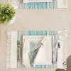 imageDII Everyday Collection Fringed Stripe Tabletop Placemat Set 13x20 TealTeal