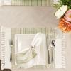imageDII Everyday Collection Fringed Stripe Tabletop Placemat Set 13x20 TealThyme
