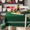 imageDII French Stripe Tabletop Collection Farmhouse Style Dining Table Linen Tablecloth 60x104 TaupeBlueBalsam Green