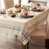 imageDII French Stripe Tabletop Collection Farmhouse Style Dining Table Linen Tablecloth 60x104 TaupeBlueTaupeBlue