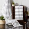 imageDII French Terry Collection Kitchen Dishtowel Set 18x28 Barn Red Chambray Solid 3 PieceMineral Gray Nautical Stripe