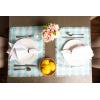 imageDII Heavyweight Fringed Check Tabletop Collection Placemat Set 13x19 Gray 6 PieceAqua