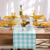 imageDII Heavyweight Fringed Check Tabletop Collection Placemat Set 13x19 Gray 6 PieceAqua