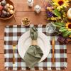 imageDII Heavyweight Fringed Check Tabletop Collection Placemat Set 13x19 Gray 6 PieceBark Brown