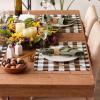 imageDII Heavyweight Fringed Check Tabletop Collection Placemat Set 13x19 Gray 6 PieceBark Brown