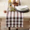 imageDII Heavyweight Fringed Check Tabletop Collection Placemat Set 13x19 Gray 6 PieceBark Brown