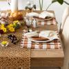 imageDII Heavyweight Fringed Check Tabletop Collection Placemat Set 13x19 Gray 6 PieceCinnamon